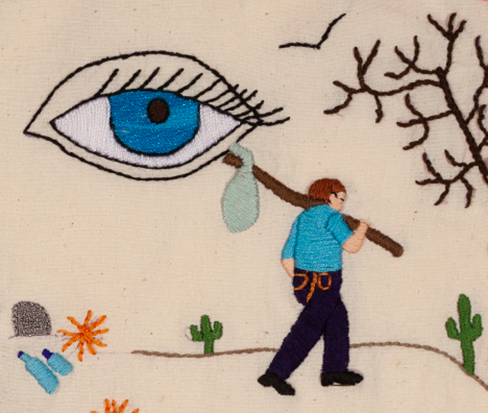 Story cloth embroidered by Wendy, Asylum-seeker from El Salvador, 2020