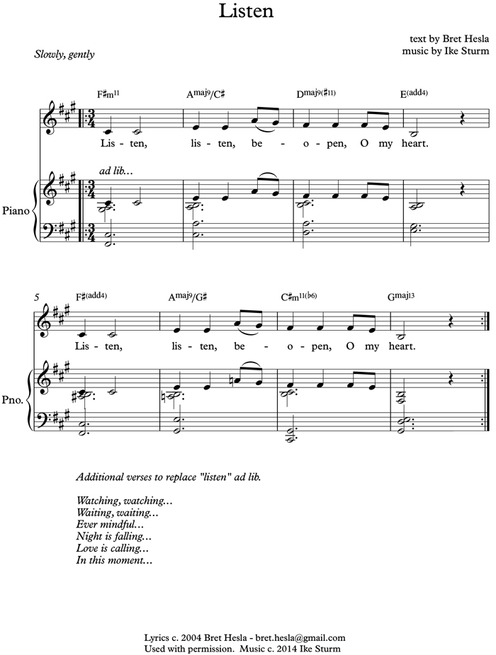 Music for the song "Listen"