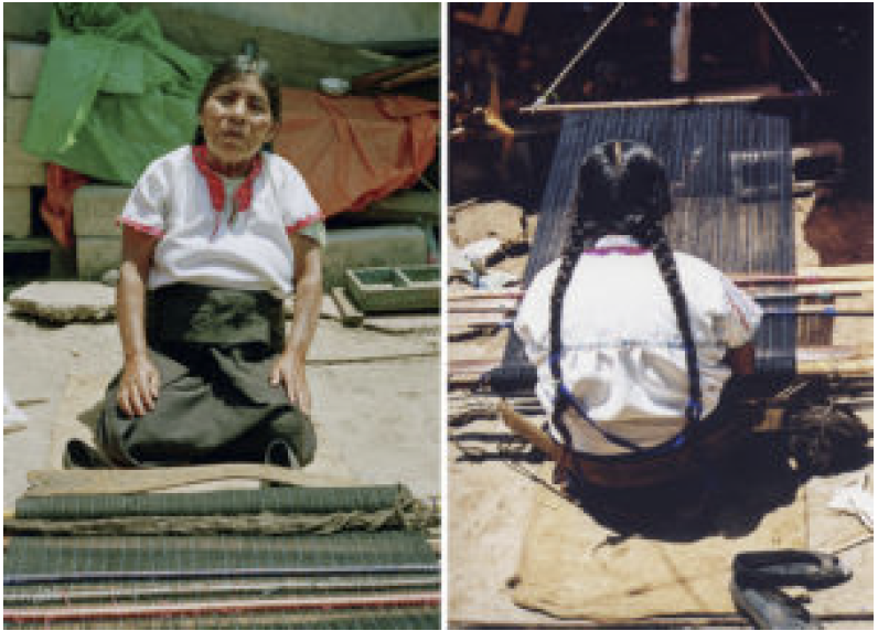 "Telar" diptych — Dominga is weaving a traditional skirt. unka' López Díaz, 2000. Tsotsil ethnic group.